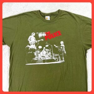 The Police Tour 2008 T Shirt Men's XL Olive Green Cotton Bay‎ Island Concert Y2K